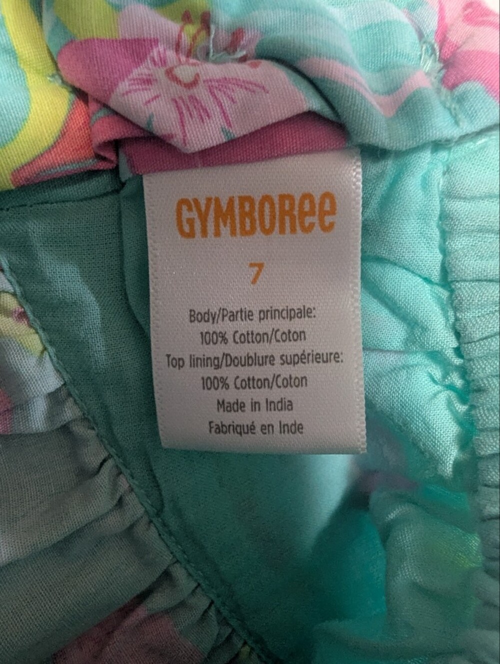 Gymboree Tropical Paradise Size 7 Green Flamingo Halter Dress Polplin Summer - Picture 4 of 7